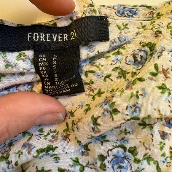 Forever 21 Blue Green A-line Mini Dress dainty floral Flutter Sleeves size Small - Picture 6 of 10